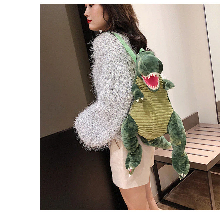 Simulation big dinosaur children's backpack creative new cartoon toy dinosaur bag plush toy bag factory direct supply - Image 2