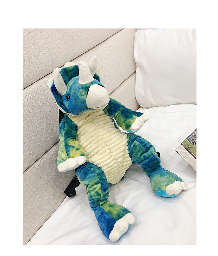 Simulation big dinosaur children's backpack creative new cartoon toy dinosaur bag plush toy bag factory direct supply - Image 3