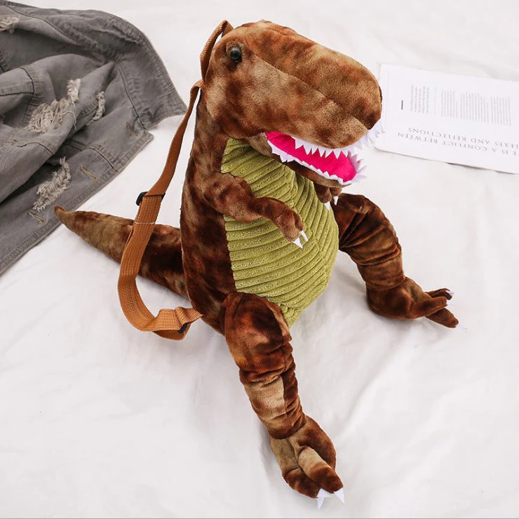 Simulation big dinosaur children's backpack creative new cartoon toy dinosaur bag plush toy bag factory direct supply - Image 5