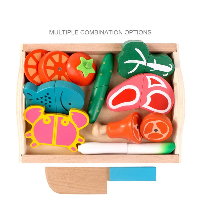 Simulation Kitchen Pretend Toy Wooden Classic Game Montessori Educational Toy For Children Kids Gift Cutting Fruit Vegetable Set - Image 10