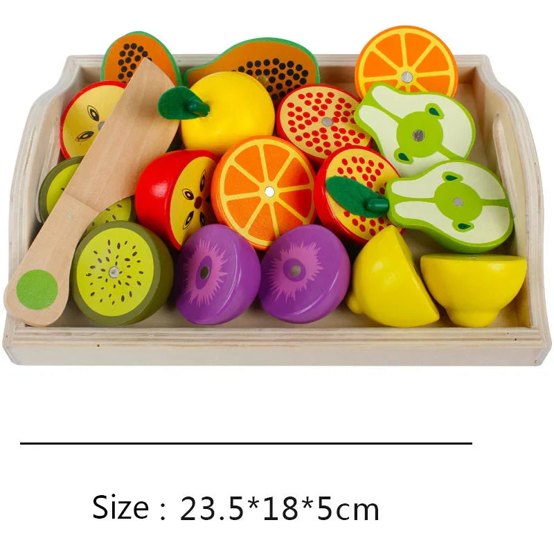 Simulation Kitchen Pretend Toy Wooden Classic Game Montessori Educational Toy For Children Kids Gift Cutting Fruit Vegetable Set - Image 11