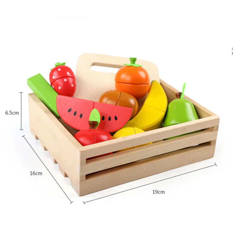 Simulation Kitchen Pretend Toy Wooden Classic Game Montessori Educational Toy For Children Kids Gift Cutting Fruit Vegetable Set - Image 12