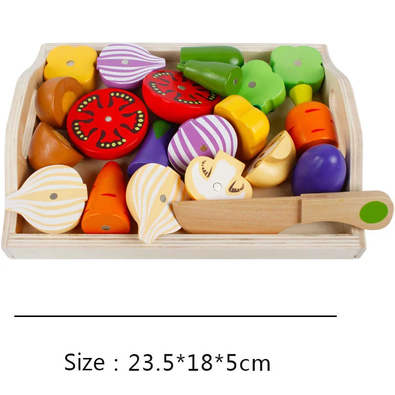 Simulation Kitchen Pretend Toy Wooden Classic Game Montessori Educational Toy For Children Kids Gift Cutting Fruit Vegetable Set - Image 13