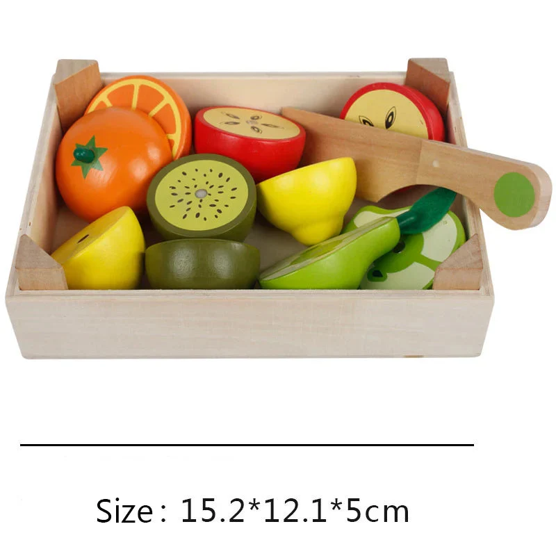 Simulation Kitchen Pretend Toy Wooden Classic Game Montessori Educational Toy For Children Kids Gift Cutting Fruit Vegetable Set - Image 14