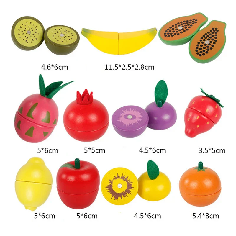 Simulation Kitchen Pretend Toy Wooden Classic Game Montessori Educational Toy For Children Kids Gift Cutting Fruit Vegetable Set - Image 5
