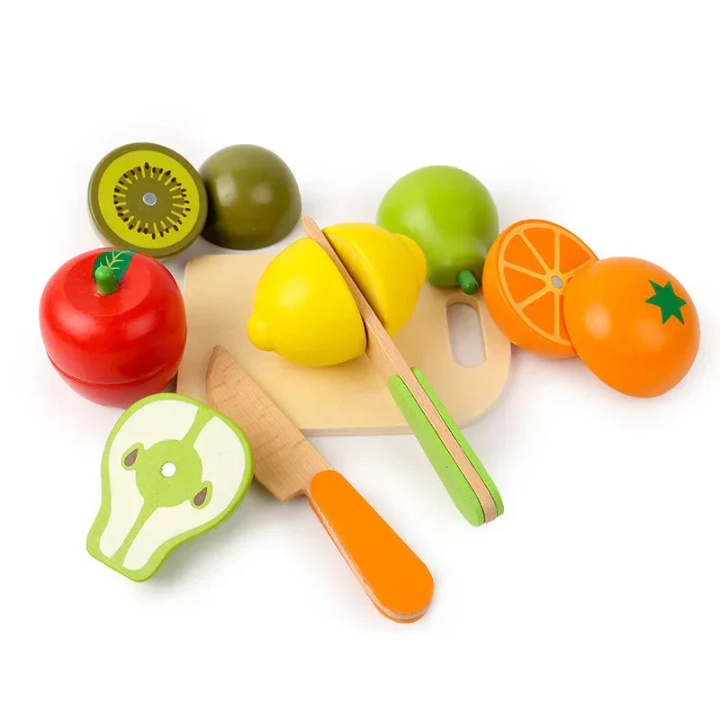 Simulation Kitchen Pretend Toy Wooden Classic Game Montessori Educational Toy For Children Kids Gift Cutting Fruit Vegetable Set - Image 7