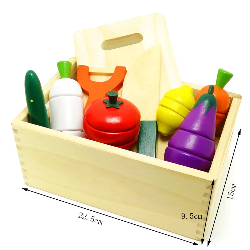 Simulation Kitchen Pretend Toy Wooden Classic Game Montessori Educational Toy For Children Kids Gift Cutting Fruit Vegetable Set - Image 8