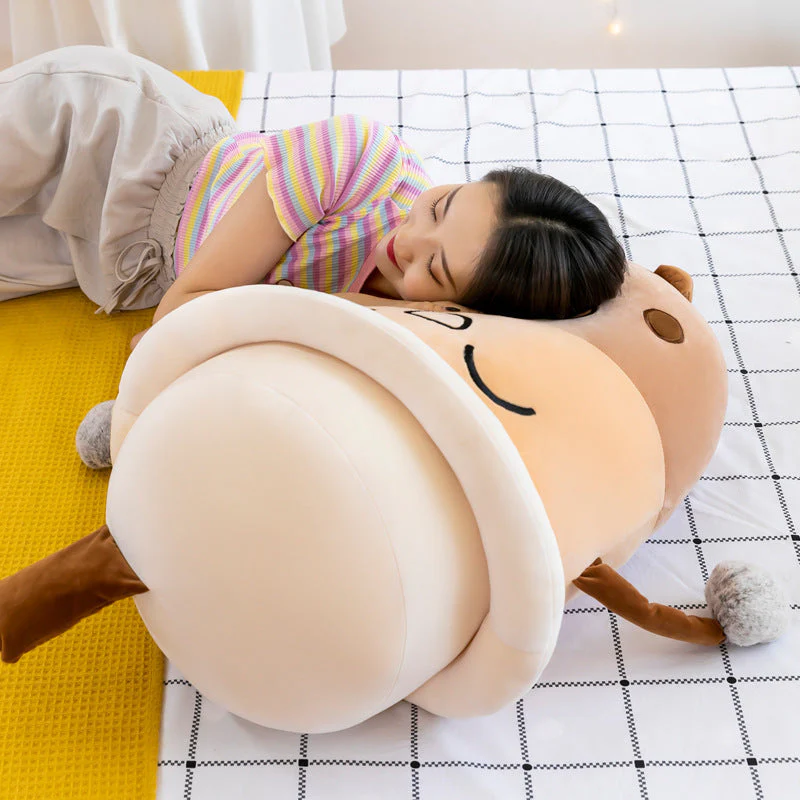 Simulation Milk Tea Cup Cute Expression Pillow Plush Toys - Image 2