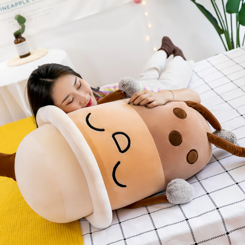 Simulation Milk Tea Cup Cute Expression Pillow Plush Toys - Image 4