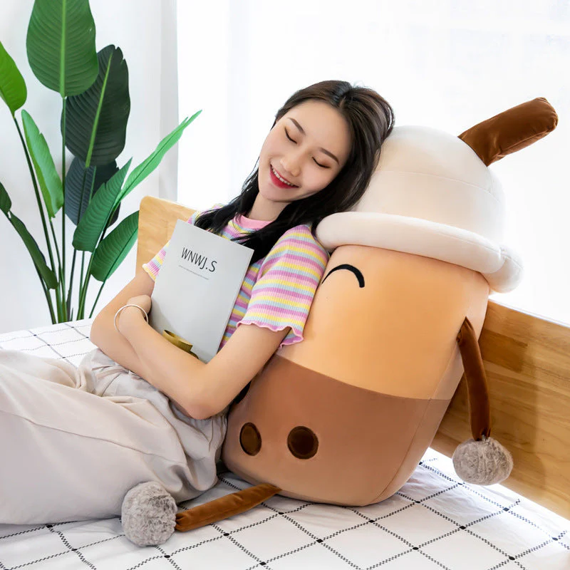 Simulation Milk Tea Cup Cute Expression Pillow Plush Toys - Image 5