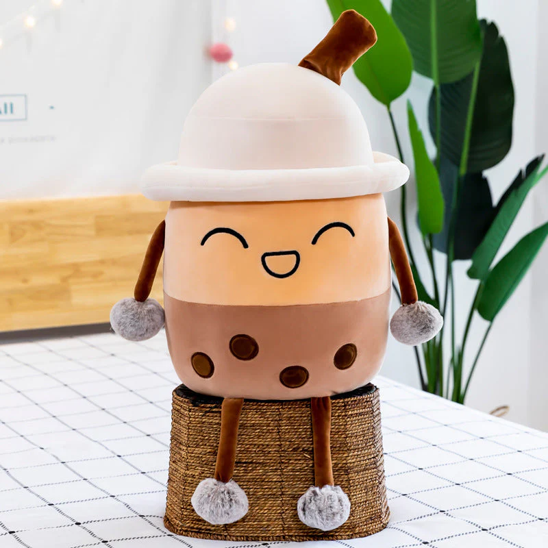Simulation Milk Tea Cup Cute Expression Pillow Plush Toys - Image 7