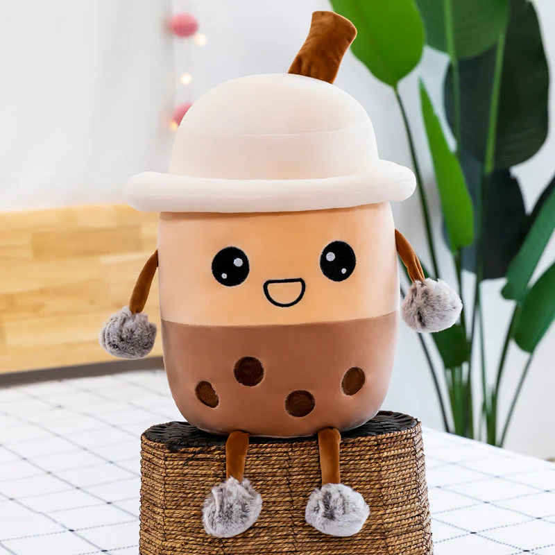 Simulation Milk Tea Cup Cute Expression Pillow Plush Toys - Image 8