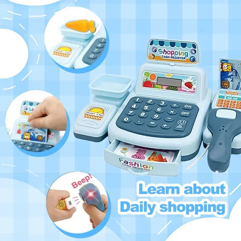 Simulation Shopping Cash House Toys Electronic Game Lighting And Sound Effects Supermarket Cashier Toys - Image 2