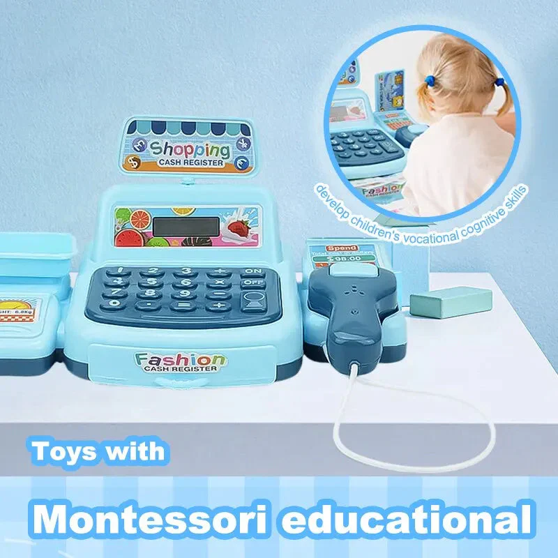 Simulation Shopping Cash House Toys Electronic Game Lighting And Sound Effects Supermarket Cashier Toys - Image 3