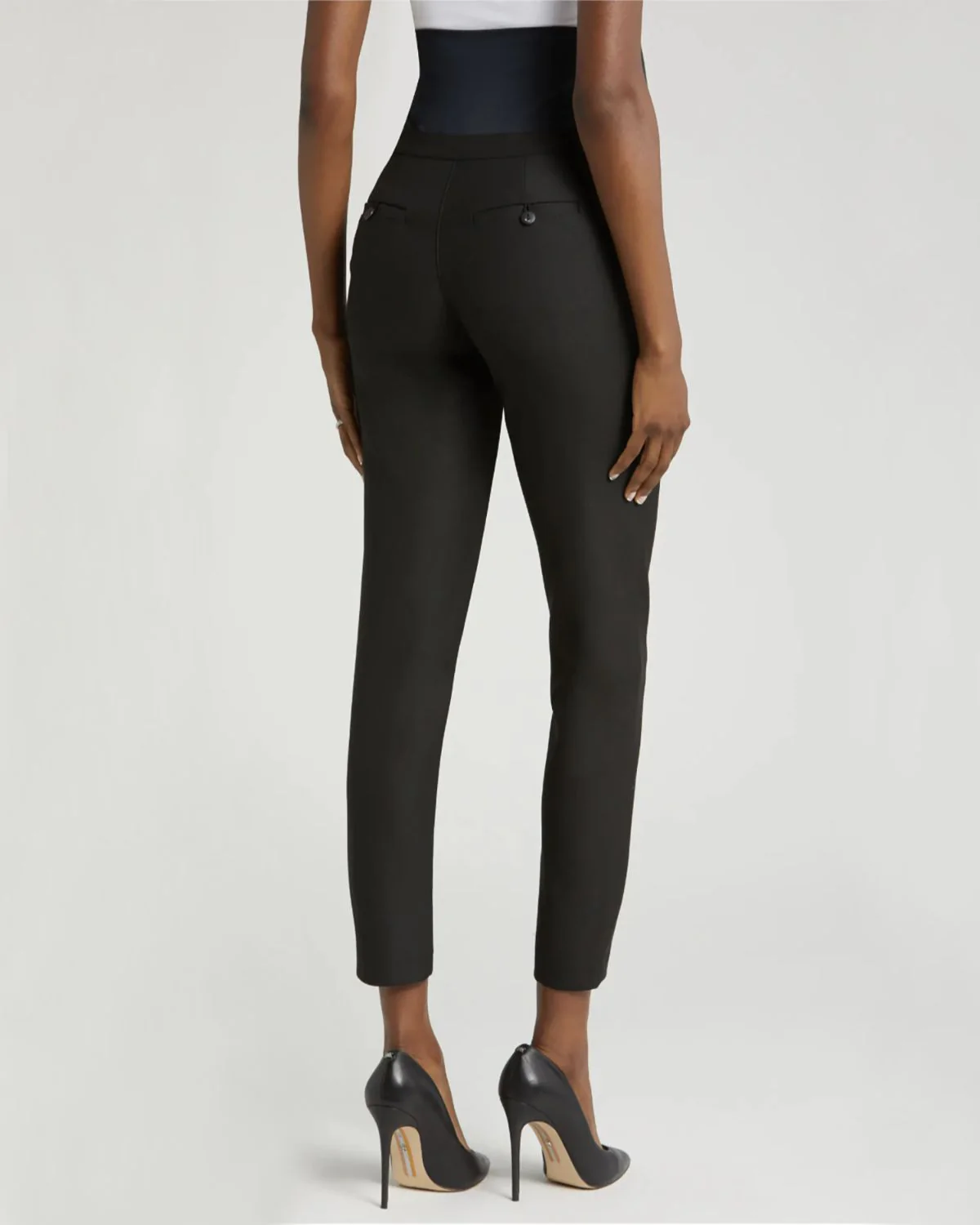 Slim Leg Maternity Work Pants in Black - Image 2