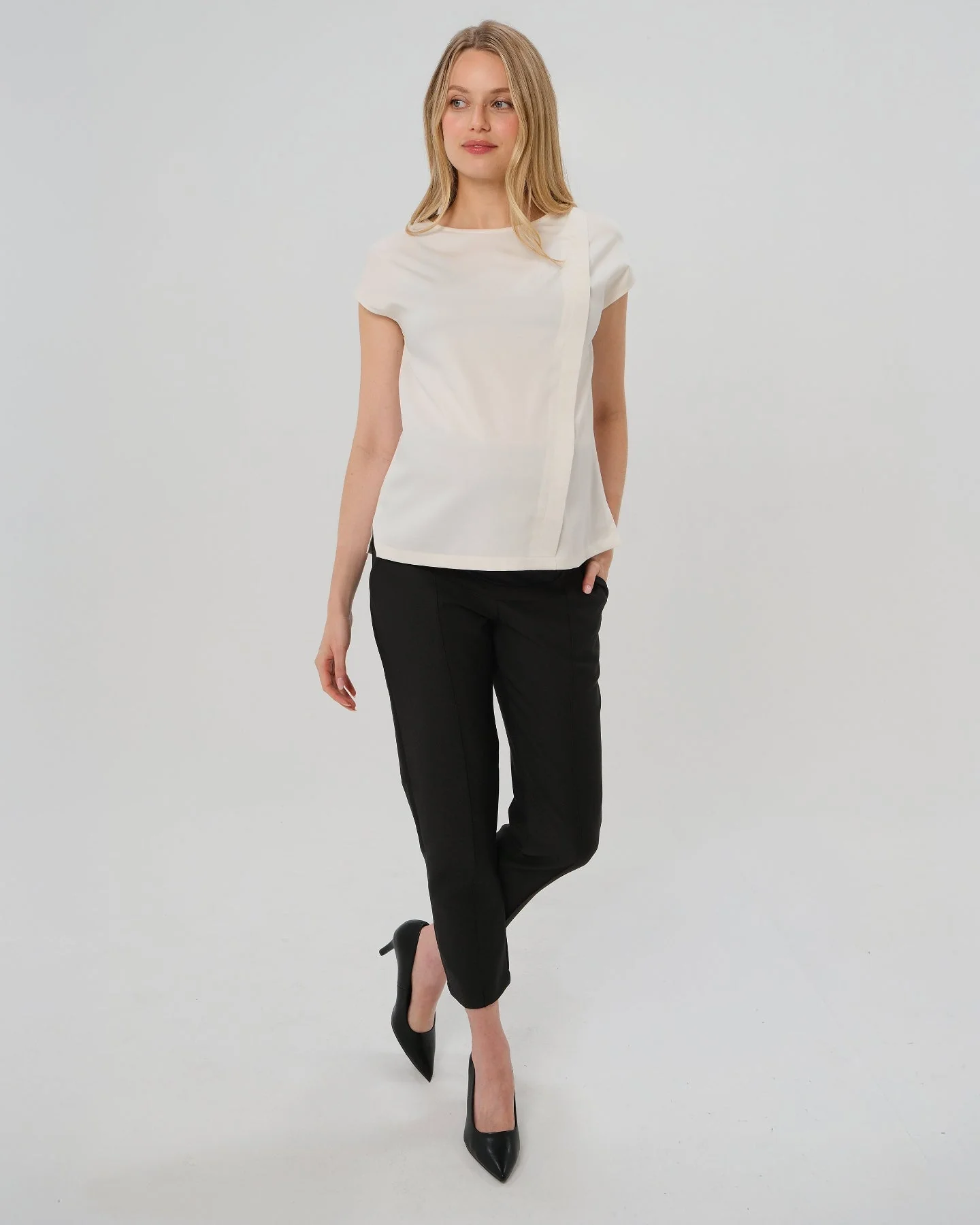 Slim Leg Maternity Work Pants in Black - Image 3