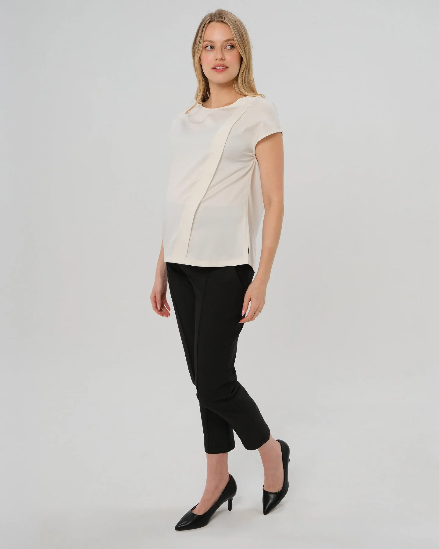 Slim Leg Maternity Work Pants in Black - Image 5