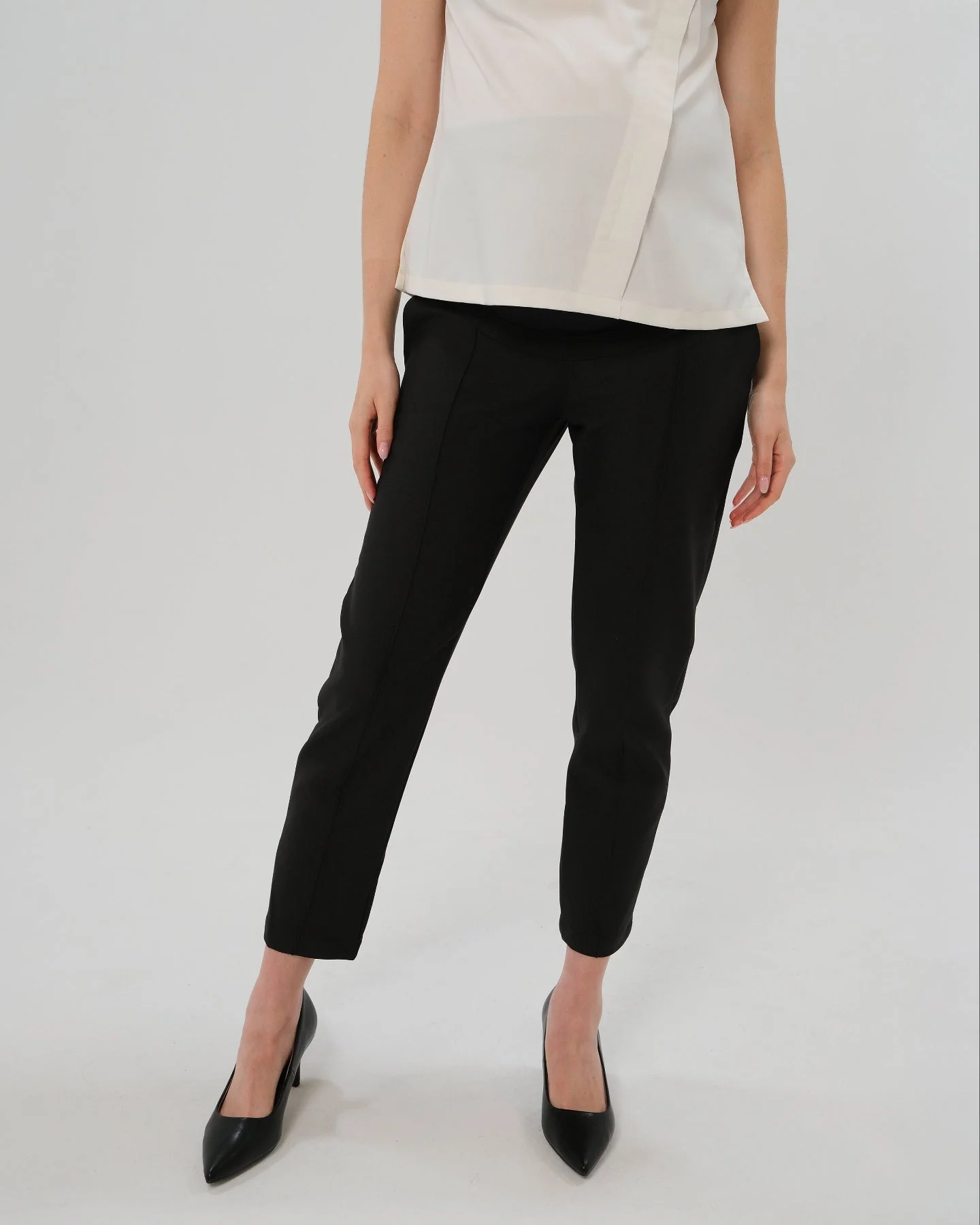 Slim Leg Maternity Work Pants in Black - Image 6