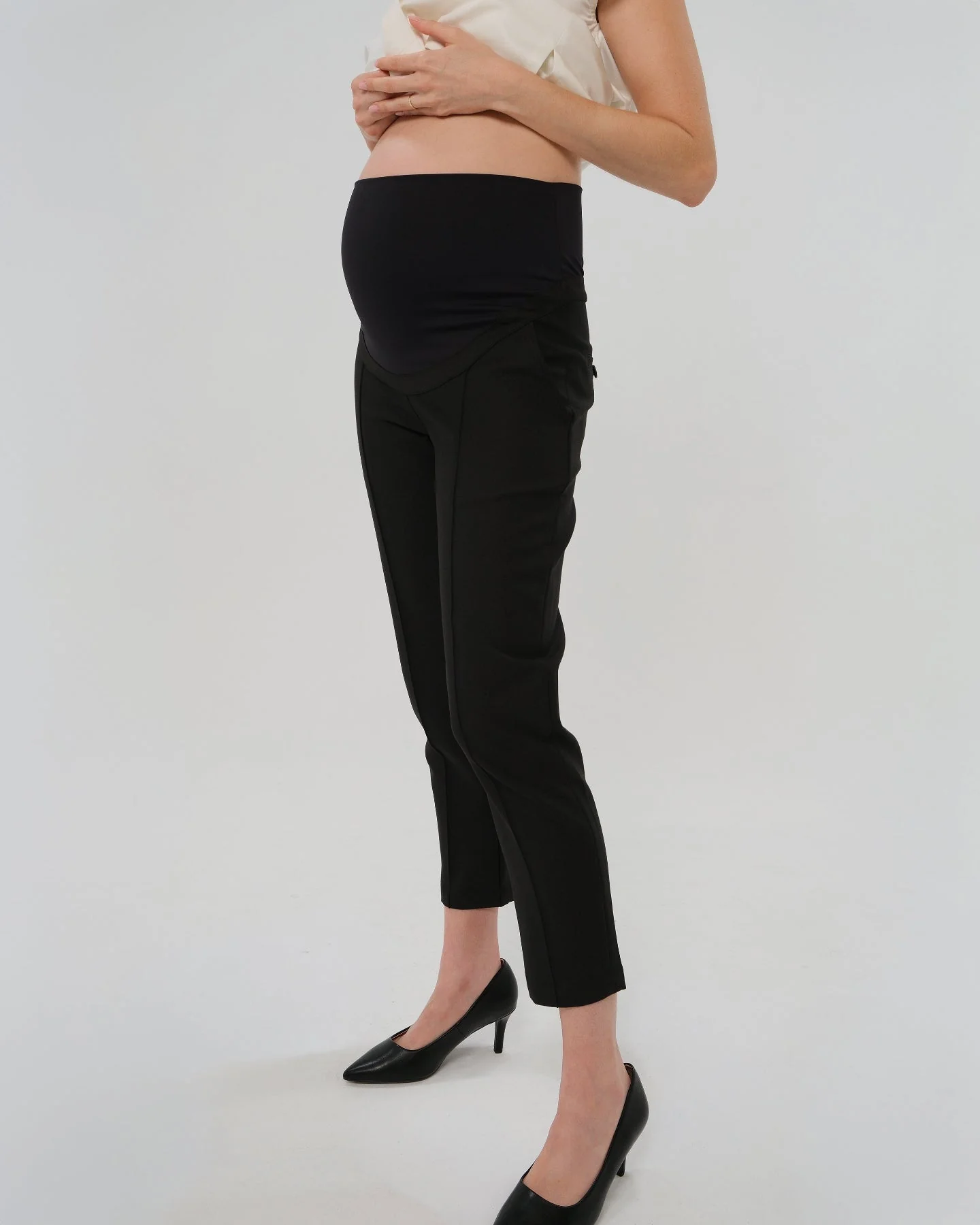 Slim Leg Maternity Work Pants in Black - Image 7