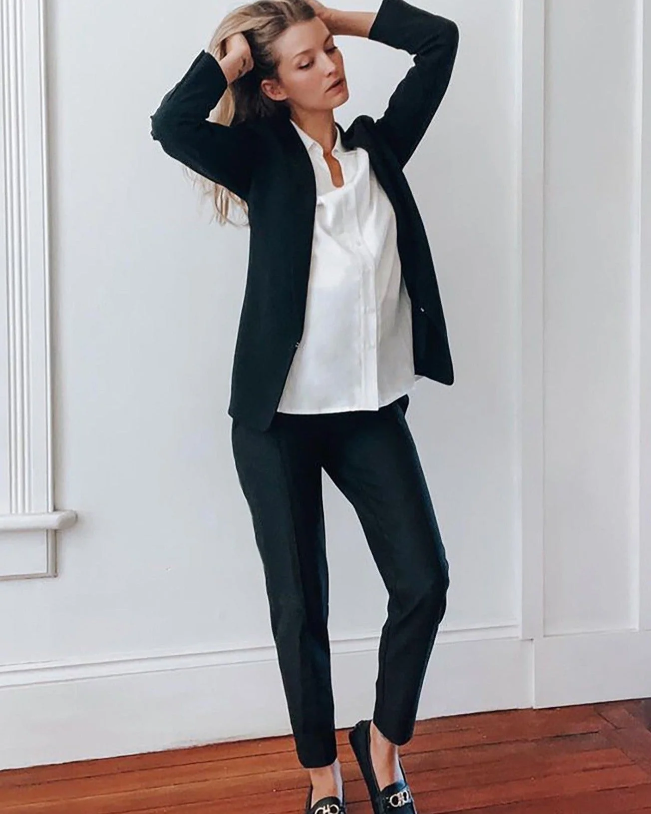 Slim Leg Maternity Work Pants in Black - Image 9