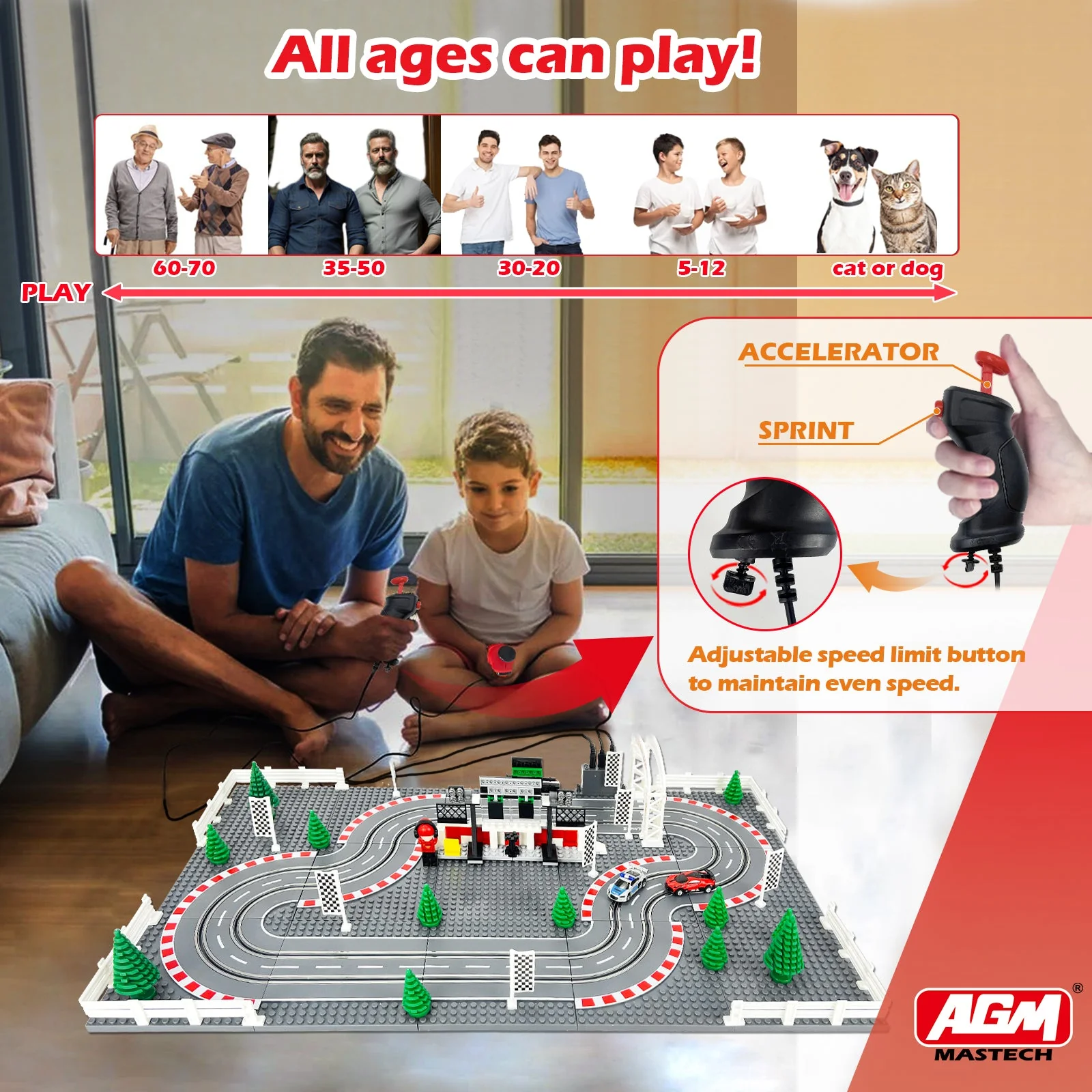 Slot Cars Race Track Sets, with 2 tracks 2 controllers 2 cars, Adjustable Speed, Block Building Slot Car Race Set, Christmas present，Toys Gifts - 04 - Image 6