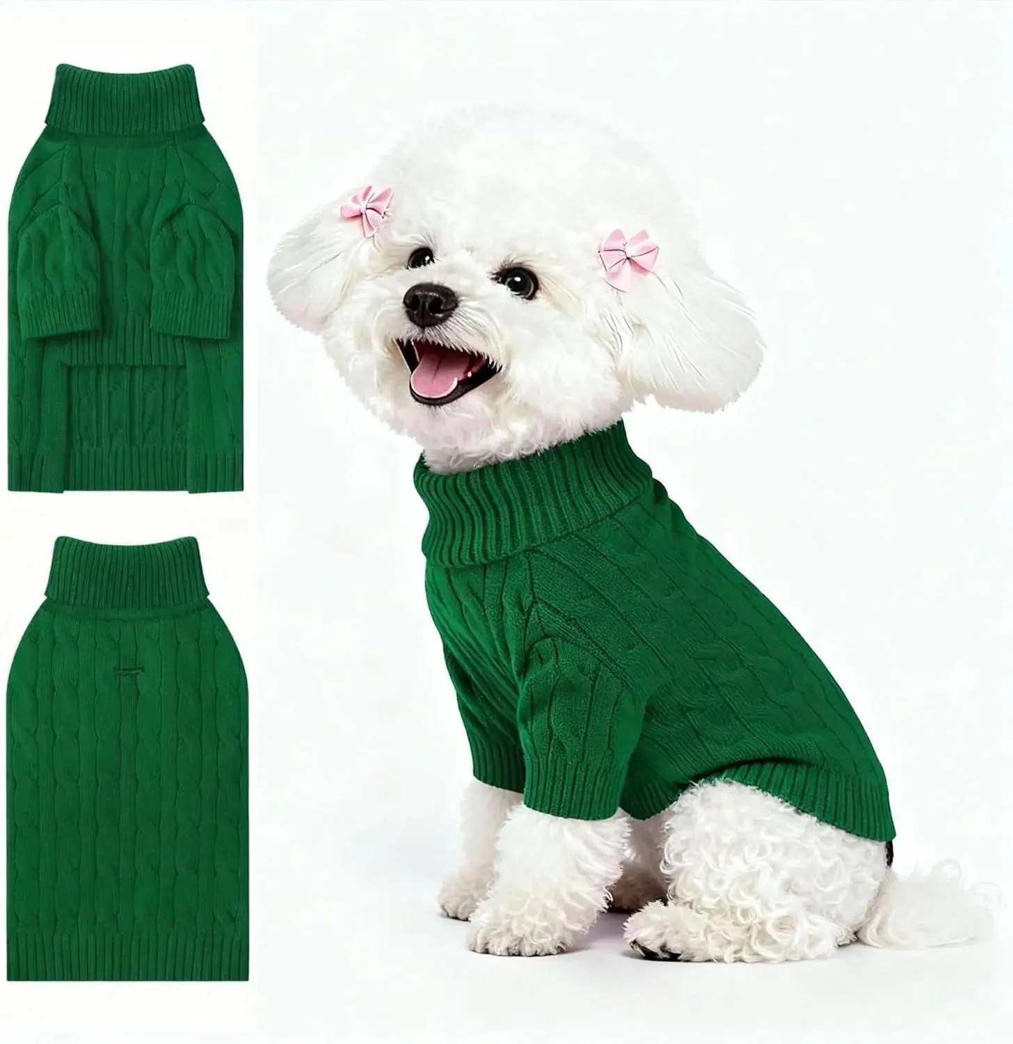 Small Dog Warm Turtleneck Cable Knit Sweater Thermal Pullover All Colors - Image 15