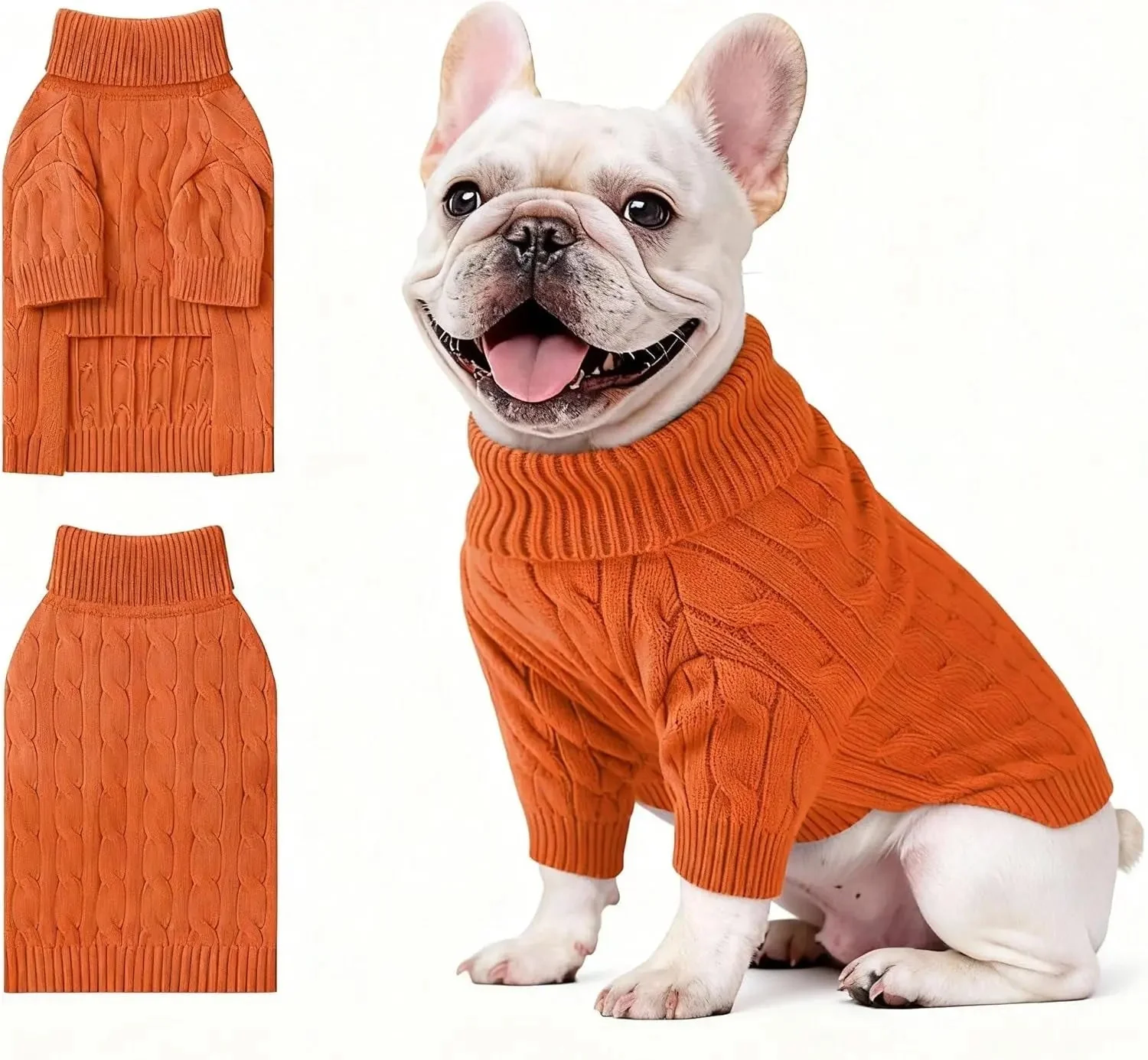 Small Dog Warm Turtleneck Cable Knit Sweater Thermal Pullover All Colors - Image 2