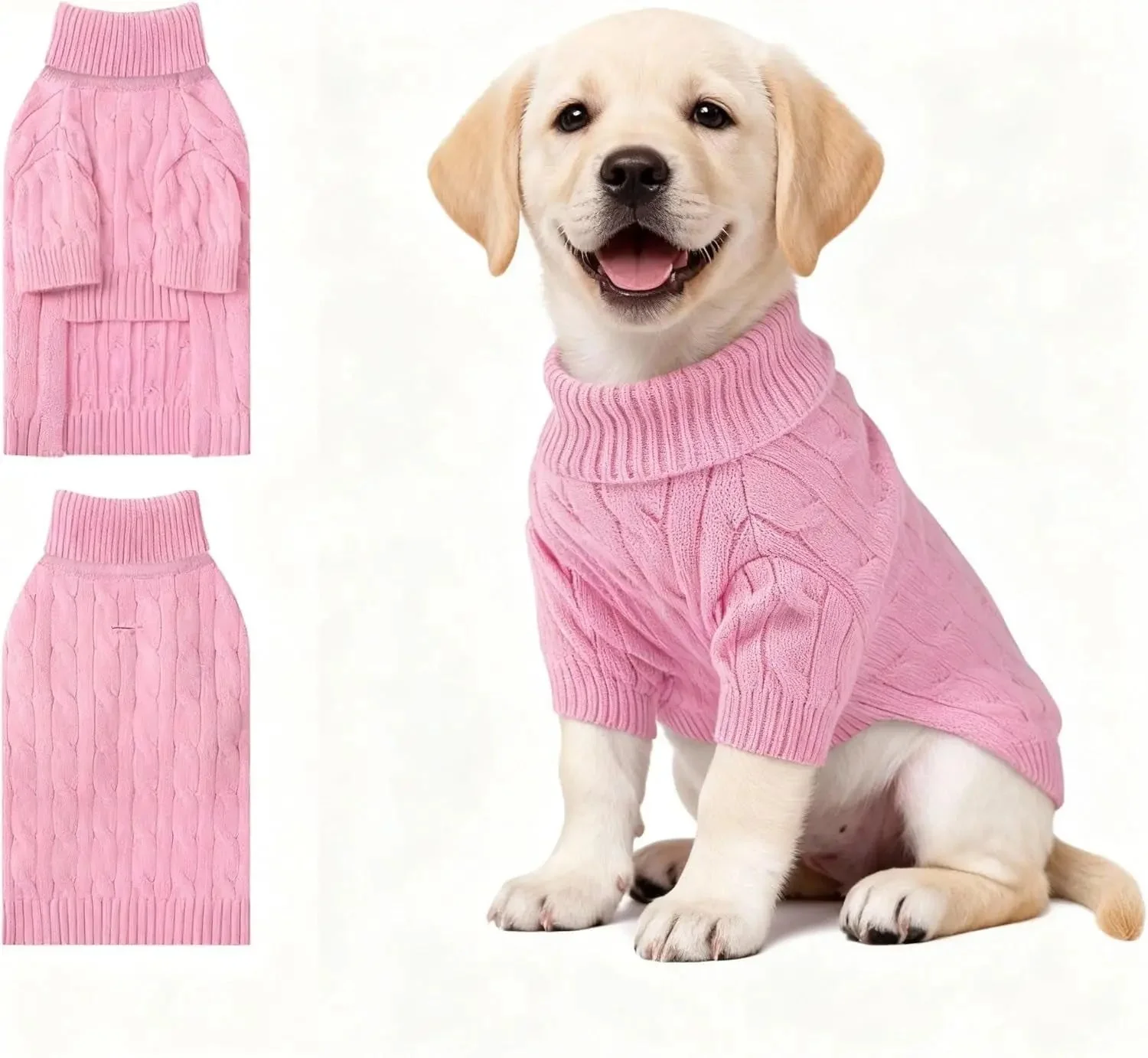 Small Dog Warm Turtleneck Cable Knit Sweater Thermal Pullover All Colors - Image 23