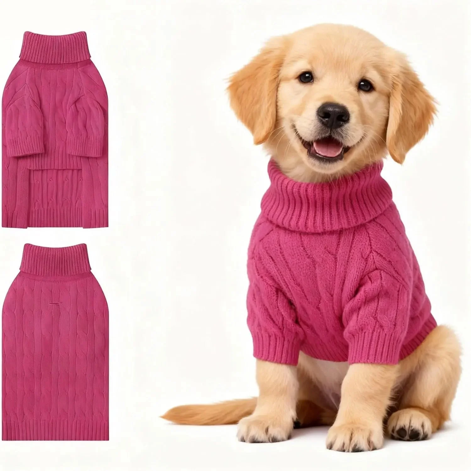 Small Dog Warm Turtleneck Cable Knit Sweater Thermal Pullover All Colors - Image 24