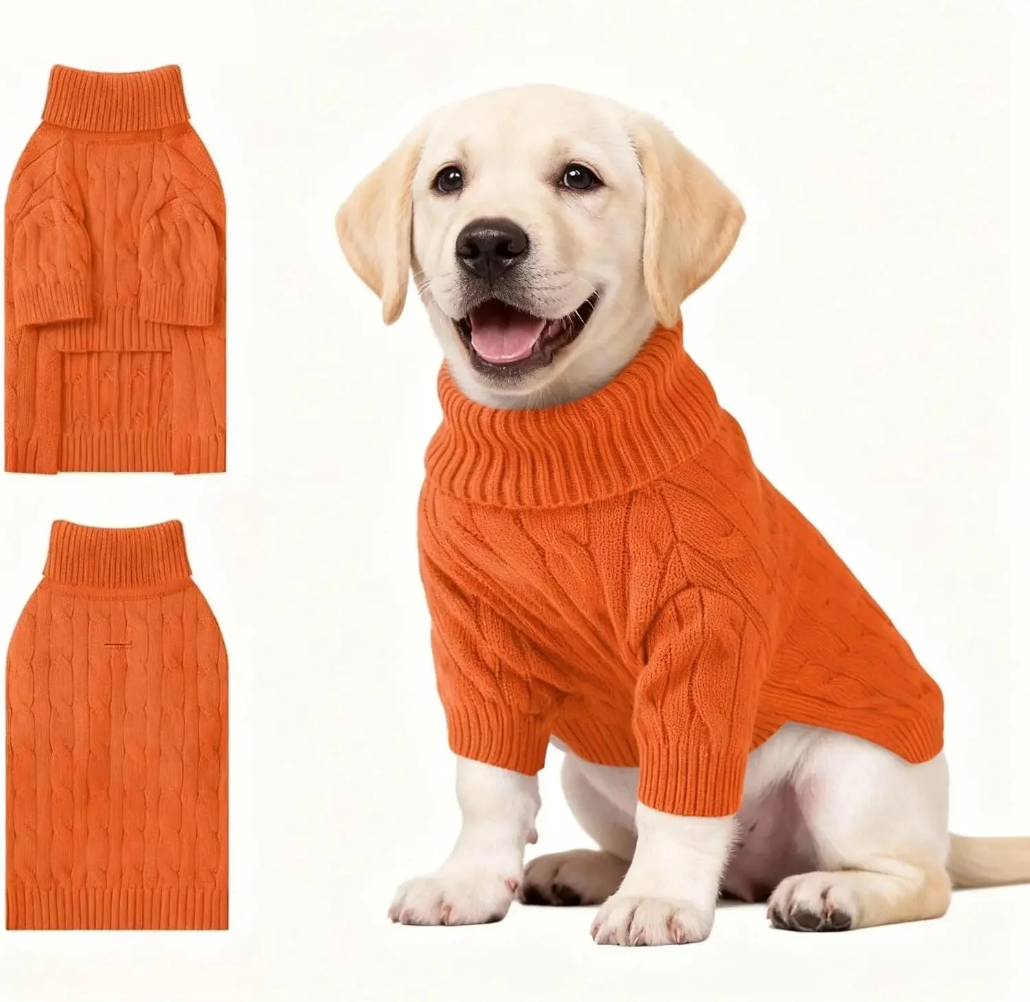 Small Dog Warm Turtleneck Cable Knit Sweater Thermal Pullover All Colors - Image 26