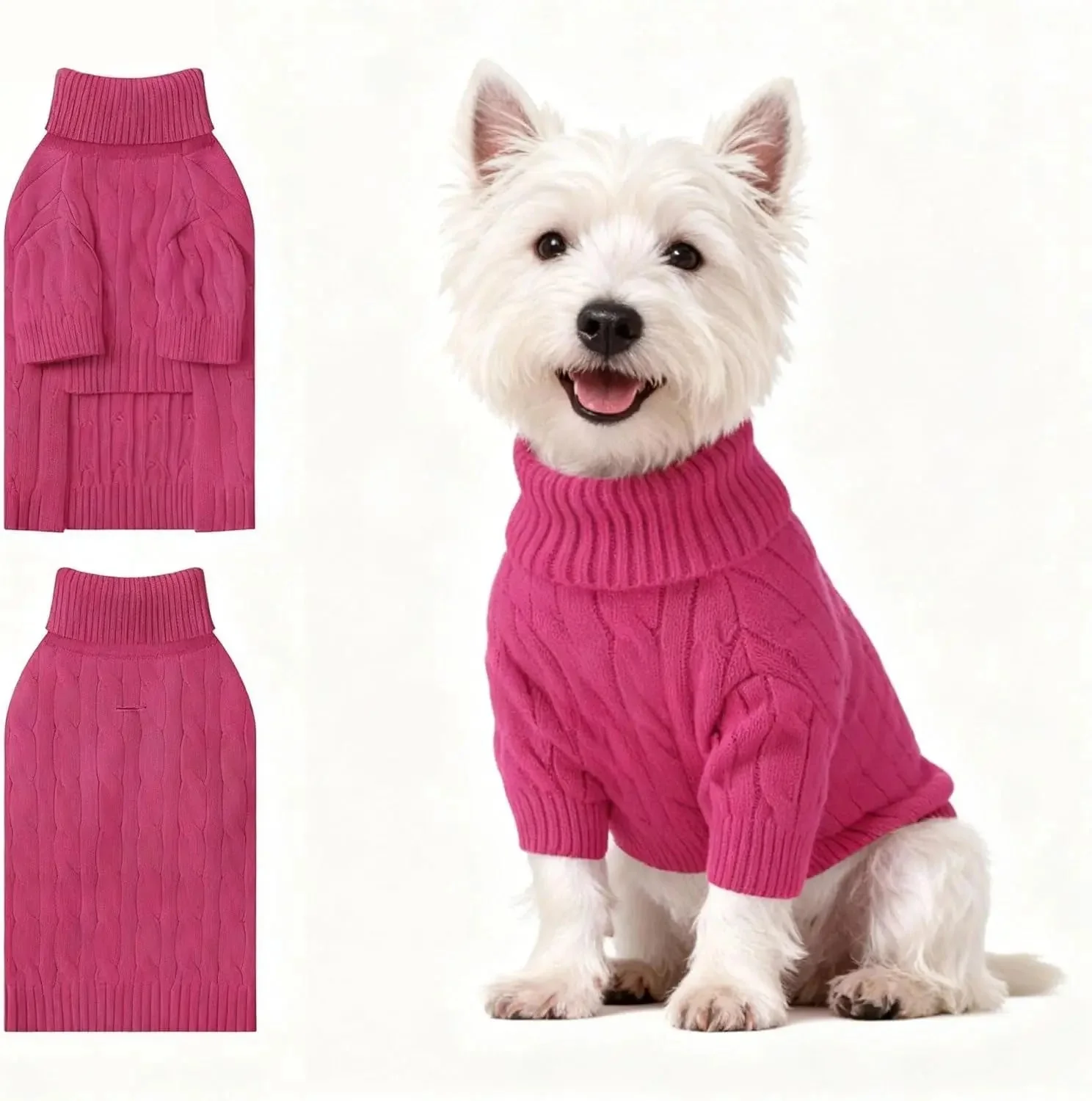 Small Dog Warm Turtleneck Cable Knit Sweater Thermal Pullover All Colors - Image 29