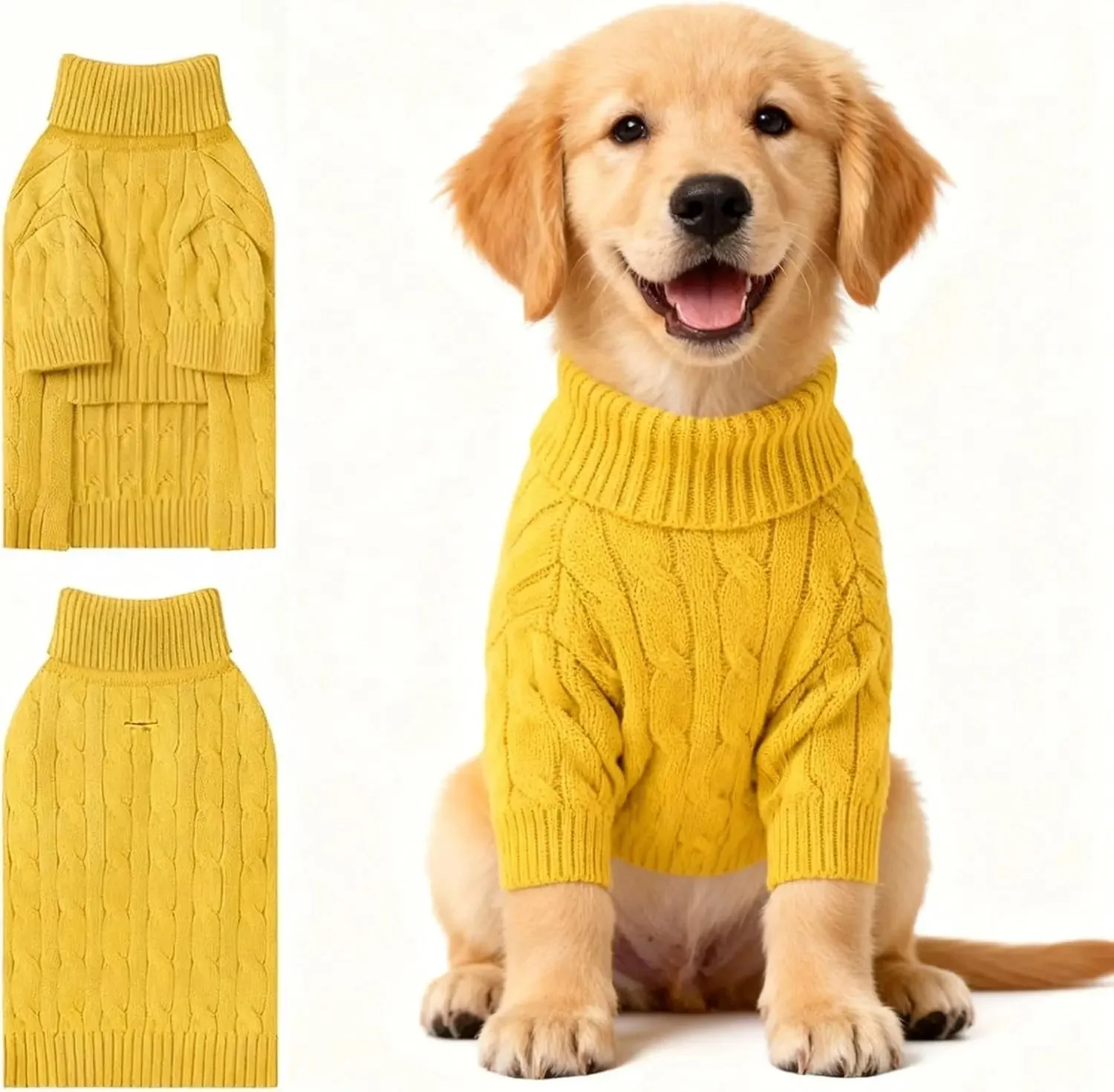 Small Dog Warm Turtleneck Cable Knit Sweater Thermal Pullover All Colors - Image 31