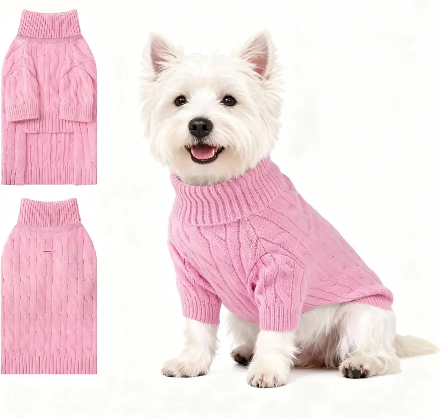 Small Dog Warm Turtleneck Cable Knit Sweater Thermal Pullover All Colors - Image 32