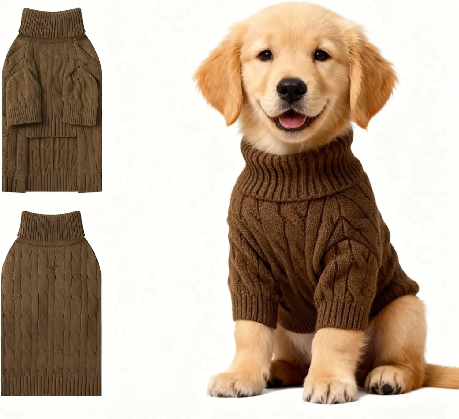 Small Dog Warm Turtleneck Cable Knit Sweater Thermal Pullover All Colors - Image 34