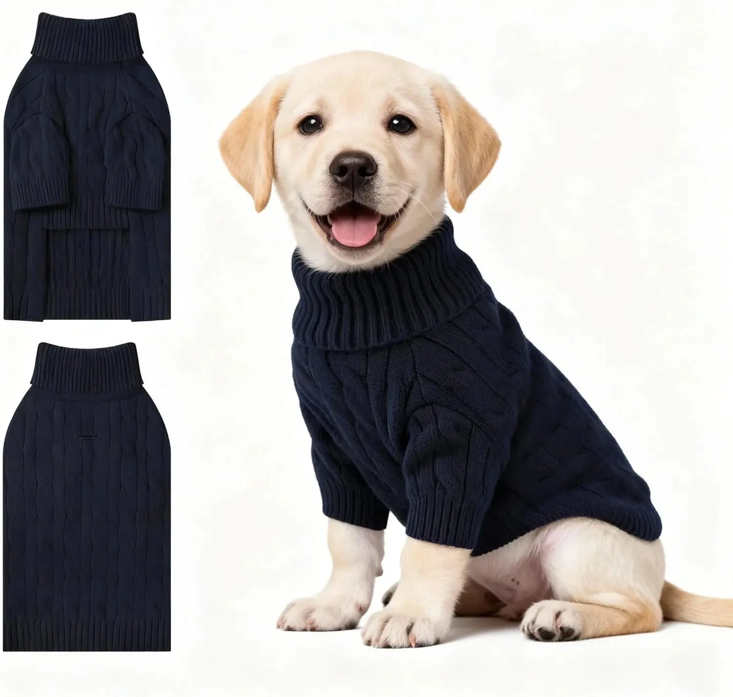 Small Dog Warm Turtleneck Cable Knit Sweater Thermal Pullover All Colors - Image 35