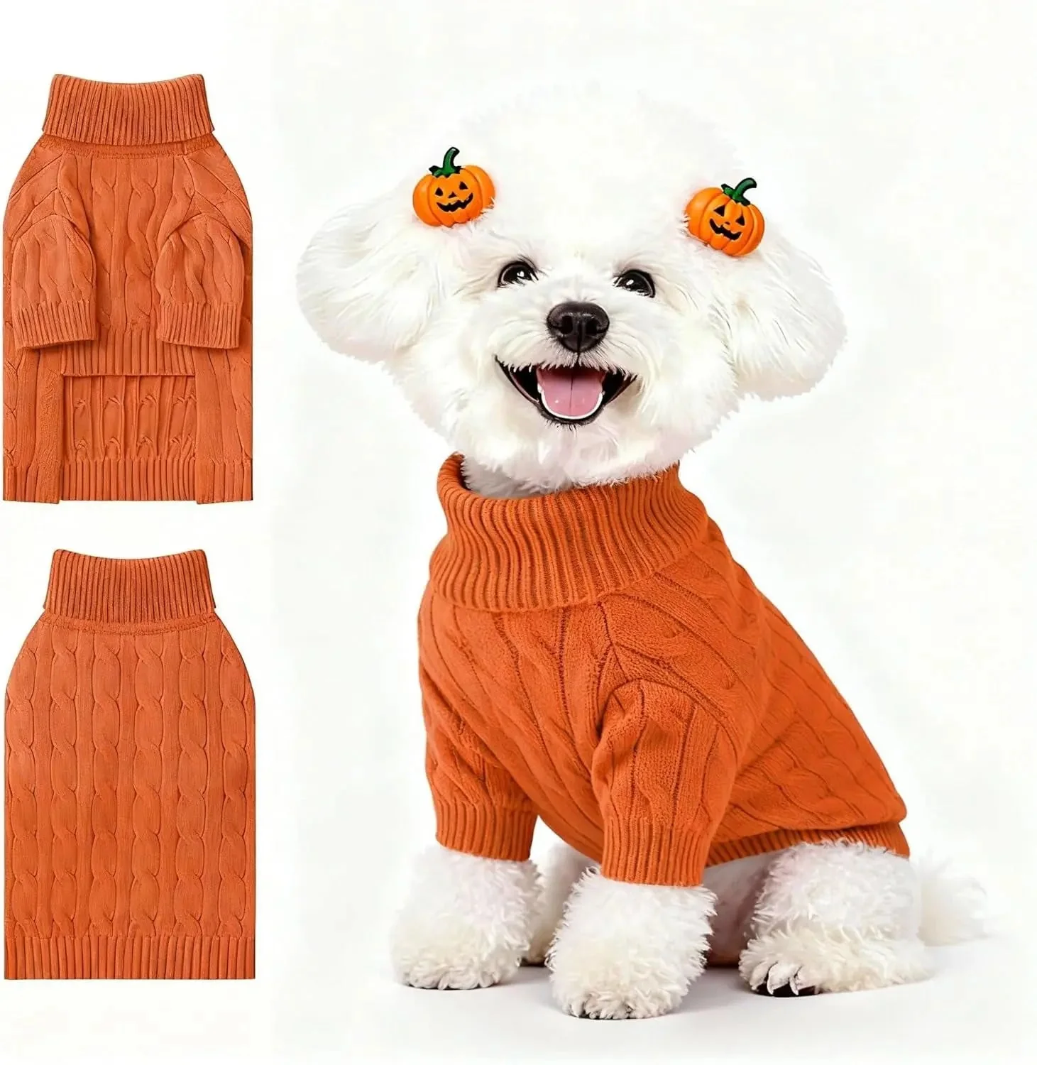 Small Dog Warm Turtleneck Cable Knit Sweater Thermal Pullover All Colors - Image 40