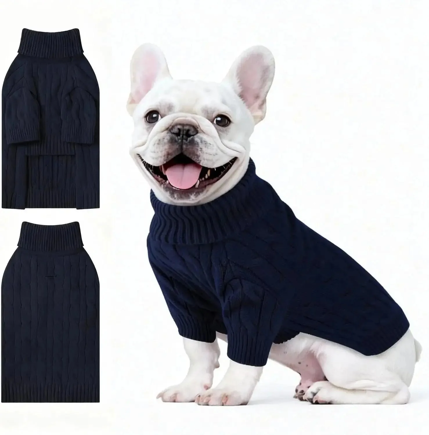 Small Dog Warm Turtleneck Cable Knit Sweater Thermal Pullover All Colors - Image 41