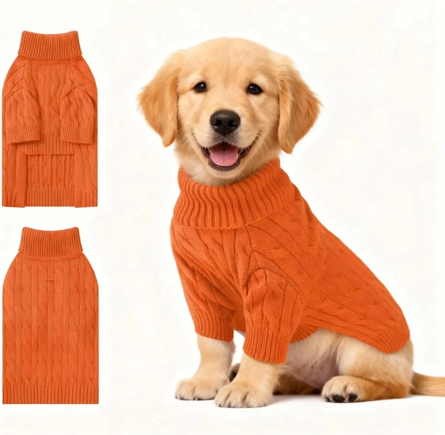 Small Dog Warm Turtleneck Cable Knit Sweater Thermal Pullover All Colors - Image 42