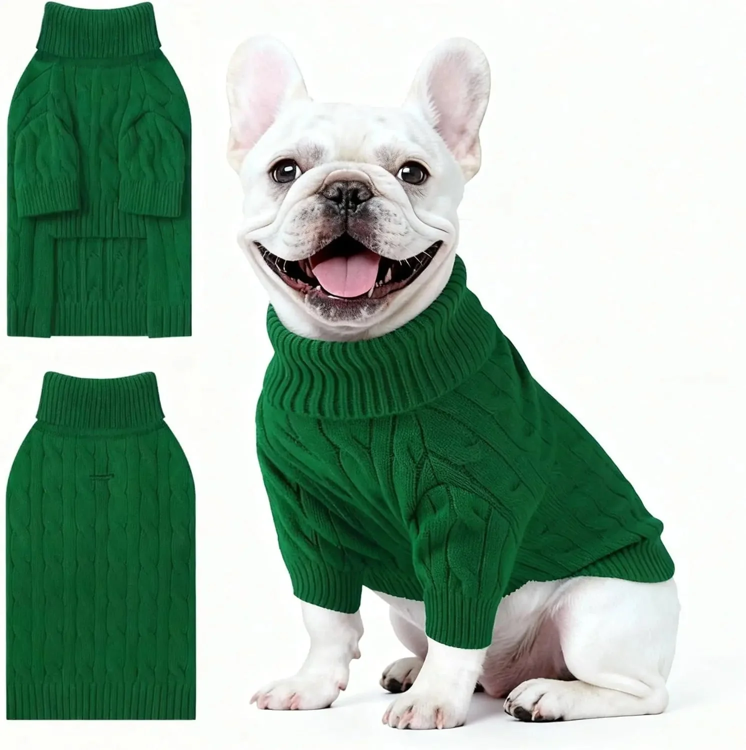Small Dog Warm Turtleneck Cable Knit Sweater Thermal Pullover All Colors - Image 44