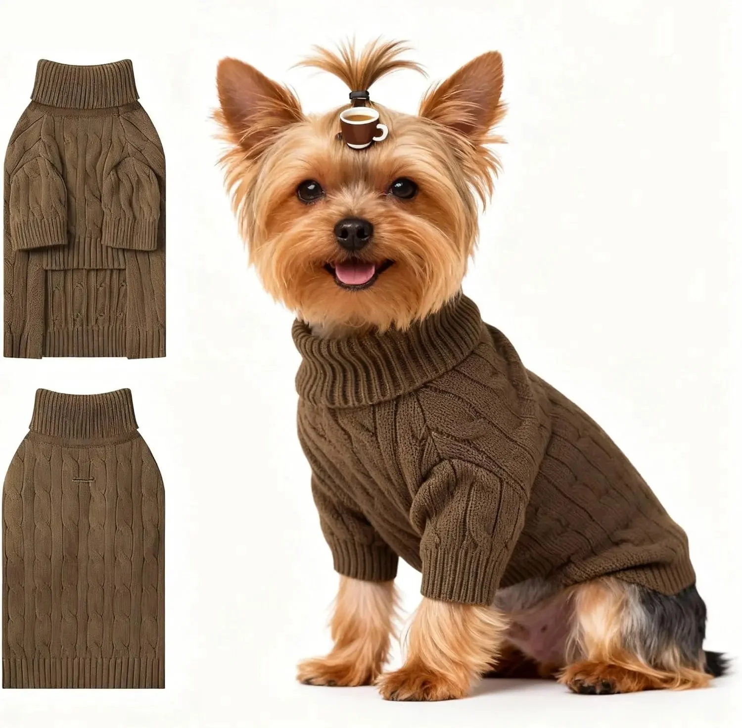 Small Dog Warm Turtleneck Cable Knit Sweater Thermal Pullover All Colors - Image 46