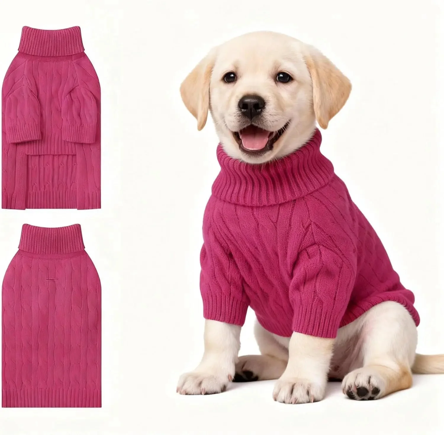 Small Dog Warm Turtleneck Cable Knit Sweater Thermal Pullover All Colors - Image 47