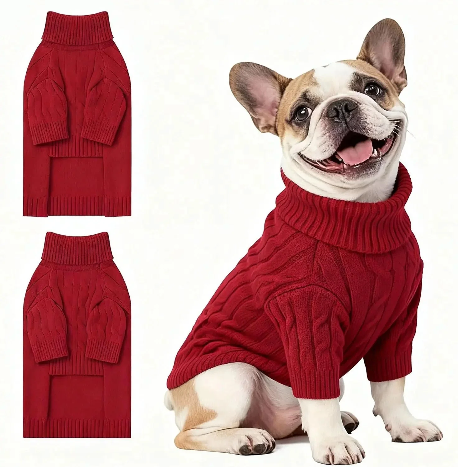 Small Dog Warm Turtleneck Cable Knit Sweater Thermal Pullover All Colors - Image 48
