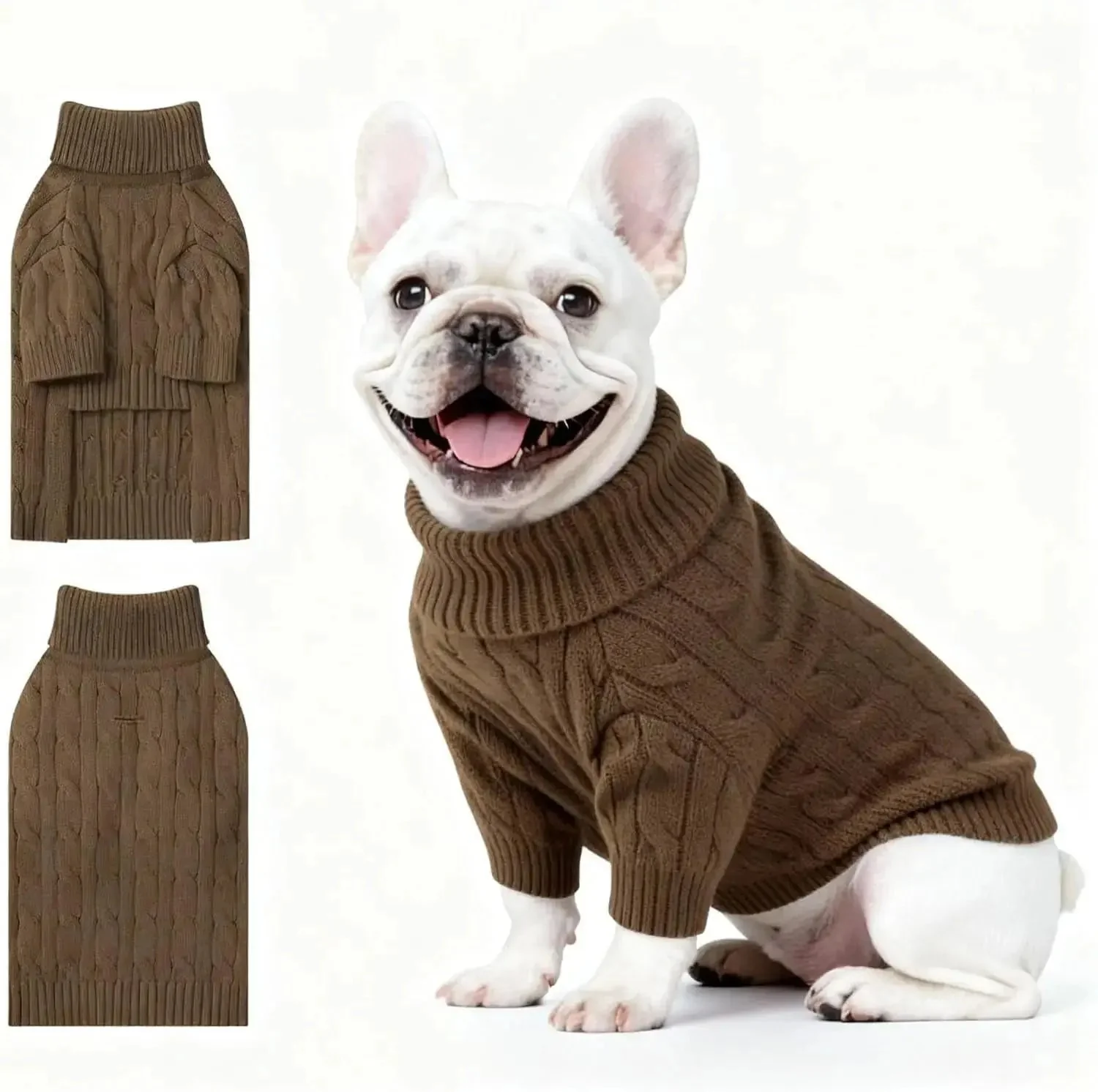 Small Dog Warm Turtleneck Cable Knit Sweater Thermal Pullover All Colors - Image 49