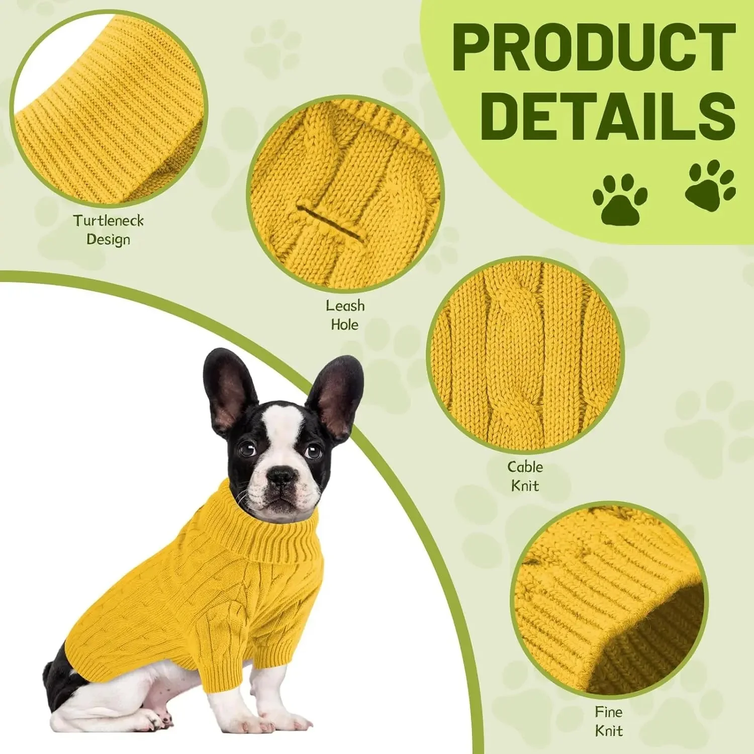 Small Dog Warm Turtleneck Cable Knit Sweater Thermal Pullover All Colors - Image 5
