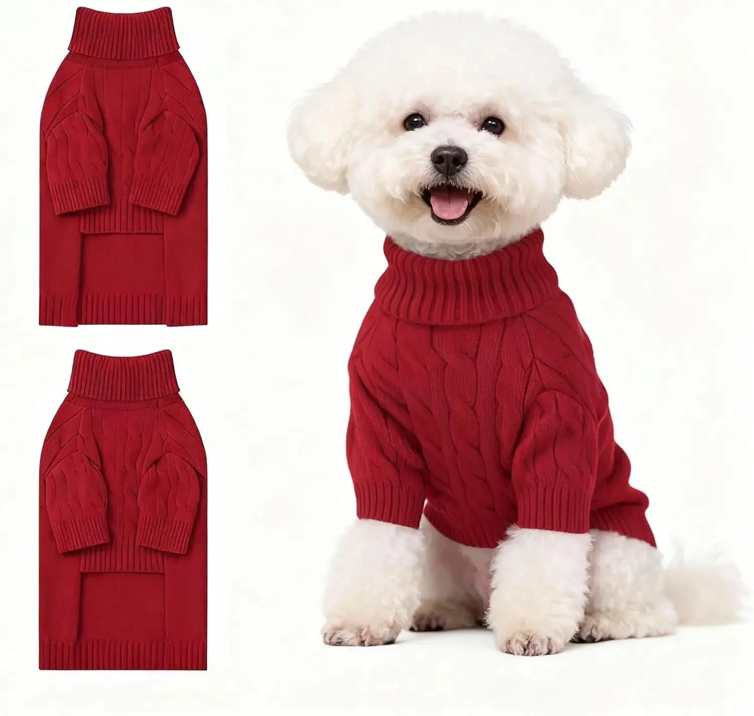 Small Dog Warm Turtleneck Cable Knit Sweater Thermal Pullover All Colors - Image 51