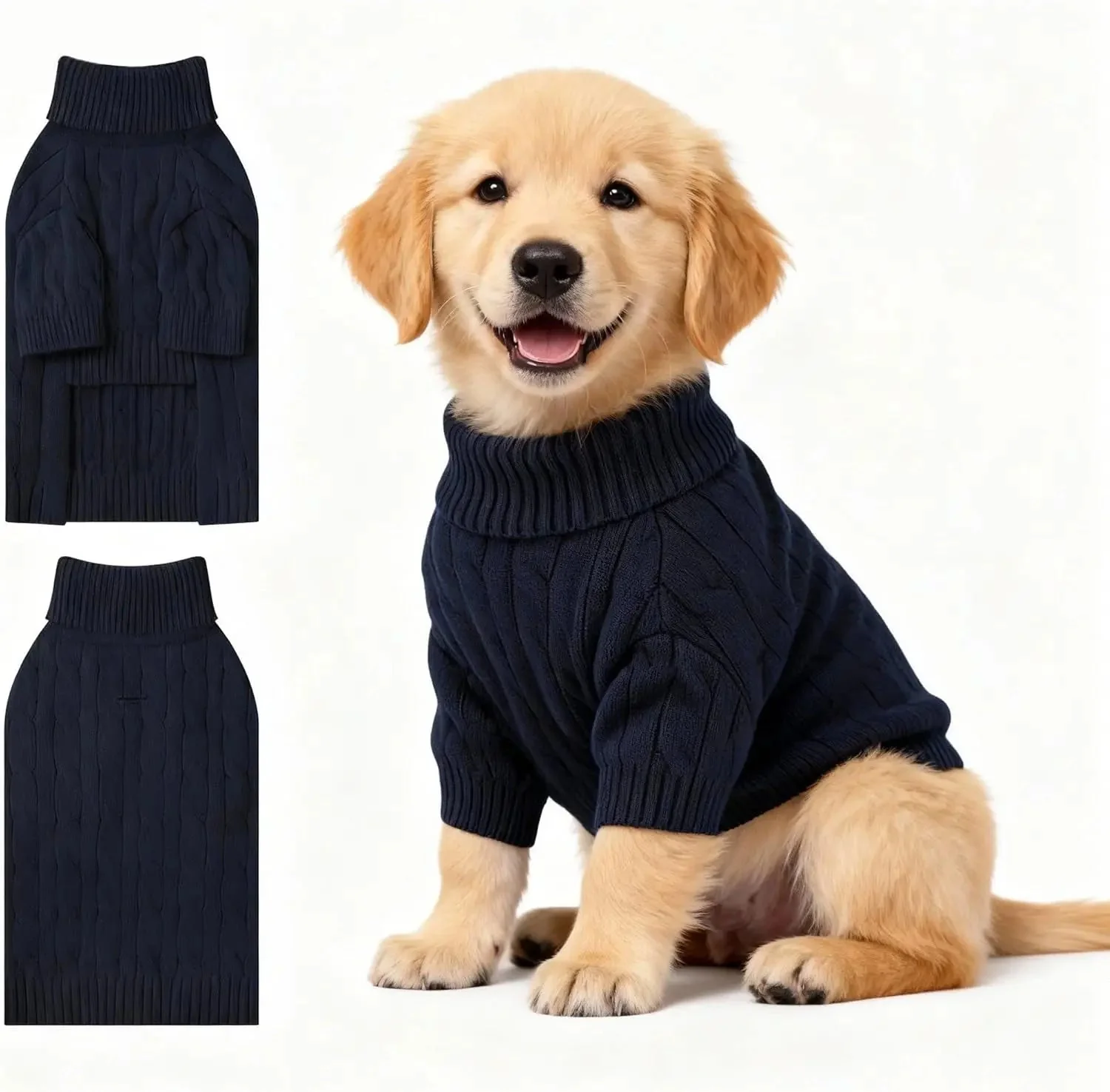 Small Dog Warm Turtleneck Cable Knit Sweater Thermal Pullover All Colors - Image 55