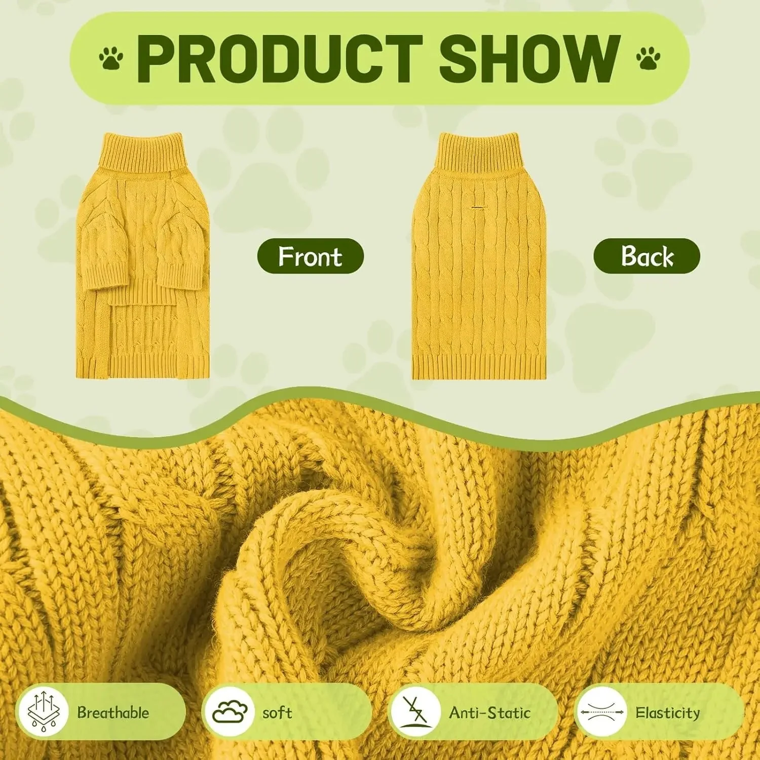 Small Dog Warm Turtleneck Cable Knit Sweater Thermal Pullover All Colors - Image 6
