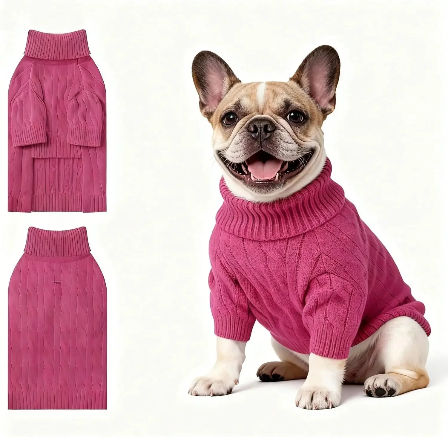 Small Dog Warm Turtleneck Cable Knit Sweater Thermal Pullover All Colors - Image 60