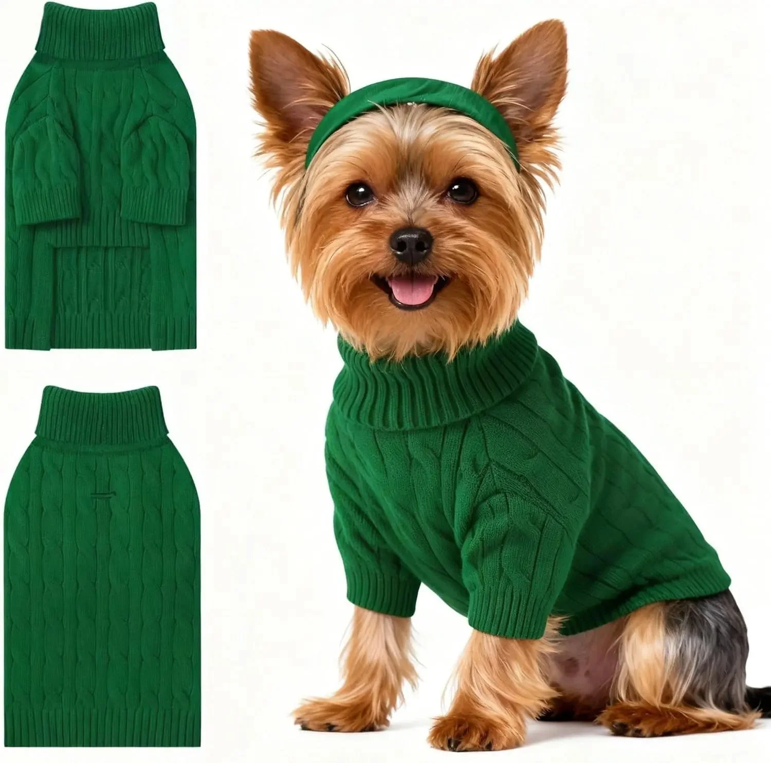 Small Dog Warm Turtleneck Cable Knit Sweater Thermal Pullover All Colors - Image 64
