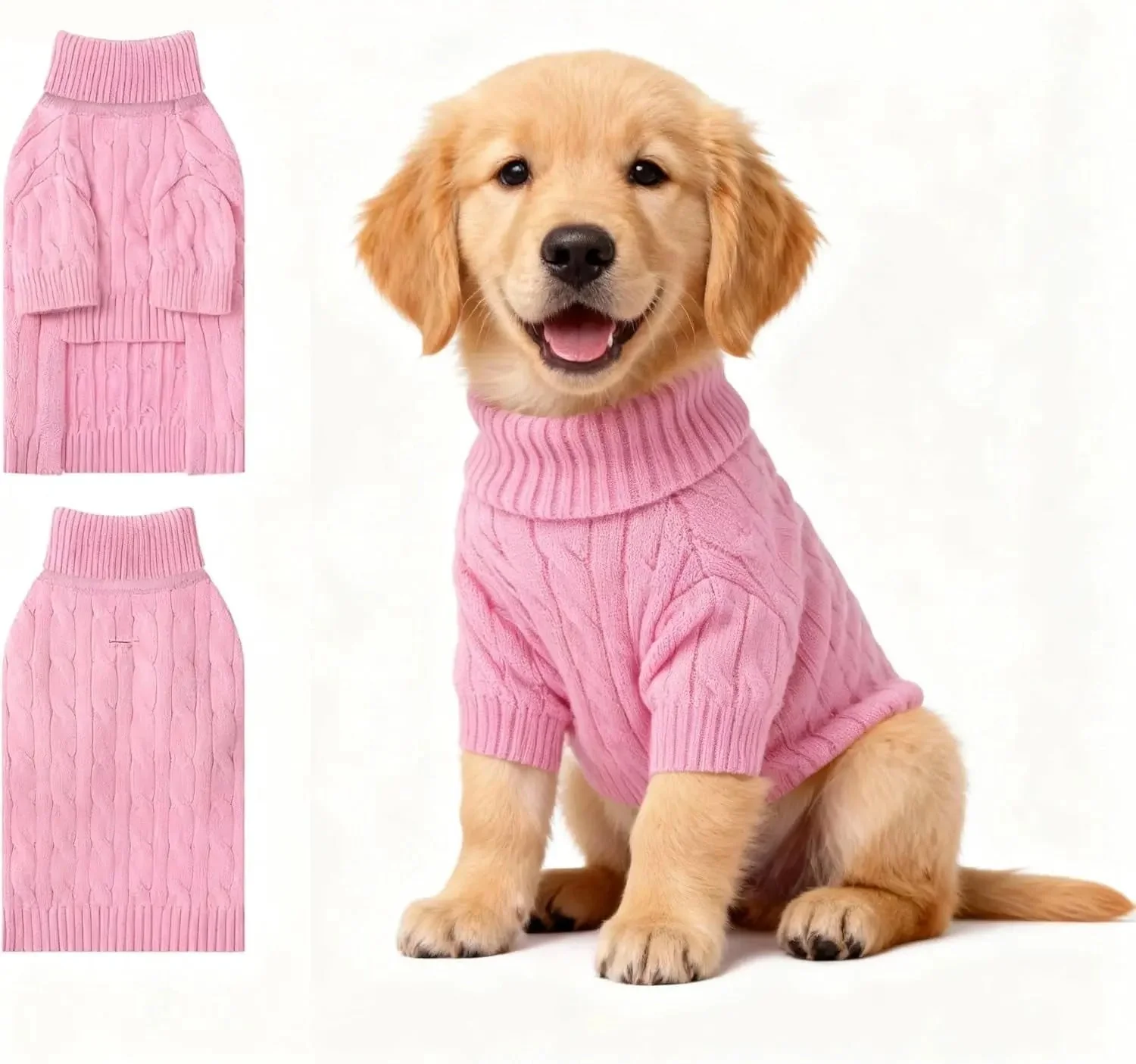 Small Dog Warm Turtleneck Cable Knit Sweater Thermal Pullover All Colors - Image 67